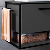 Gabinete Suspenso Banheiro 80 Cm Com Cuba Preto Grafite P1007 Pp Preto Grafite