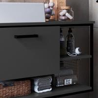 Gabinete Suspenso Banheiro 80 Cm Com Cuba Preto Grafite P1007 Pp Preto Grafite - 5