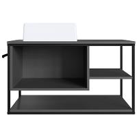 Gabinete Suspenso Banheiro 80 Cm Com Cuba Preto Grafite P1007 Pp Preto Grafite - 6
