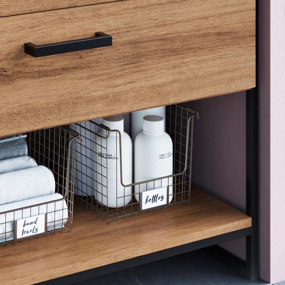 Gabinete Banheiro 80 Cm Com Lavatorio Marmorite Preto Mell P1008 Pp Preto Mell - 4