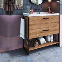 Gabinete Banheiro 80 Cm Com Lavatorio Marmorite Preto Mell P1008 Pp Preto Mell - 5