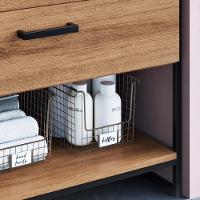 Gabinete Banheiro 80 Cm Com Lavatorio Marmorite Preto Mell P1008 Pp Preto Mell - 7