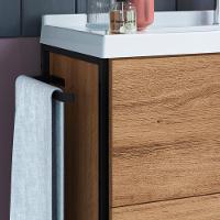 Gabinete Banheiro 80 Cm Com Lavatorio Marmorite Preto Mell P1008 Pp Preto Mell - 9