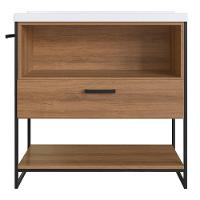 Gabinete Banheiro 80 Cm Com Lavatorio Marmorite Preto Mell P1008 Pp Preto Mell - 11