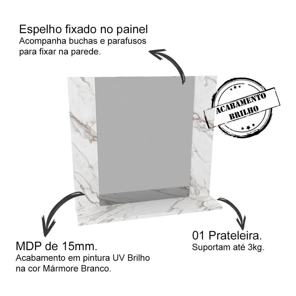 Conjunto Para Banheiro Com Cuba E Espelho Marmore Branco - 7