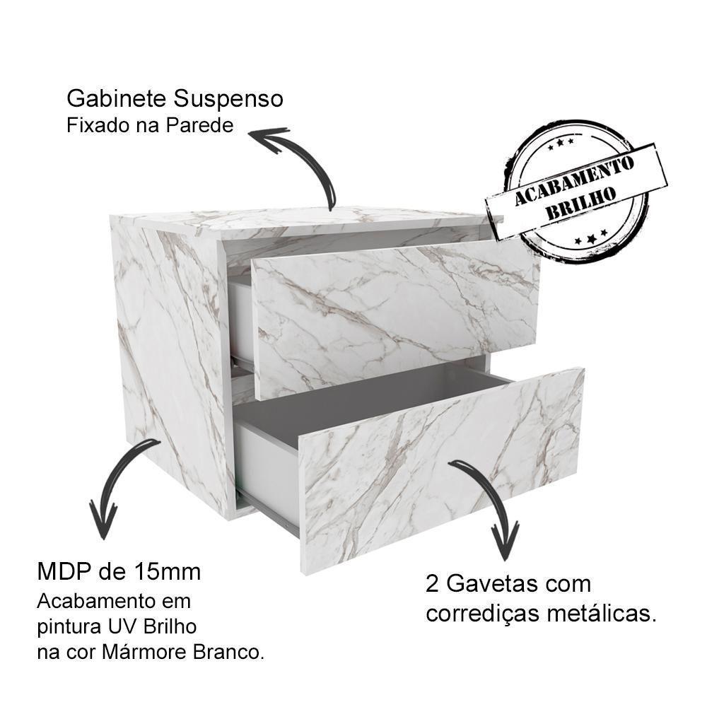 Conjunto Para Banheiro Com Cuba E Espelho Marmore Branco - 8