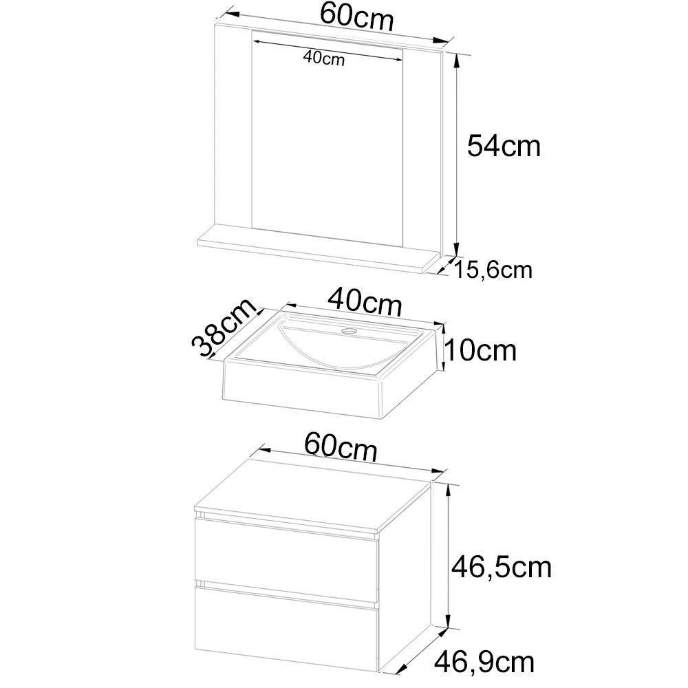 Conjunto Para Banheiro Com Cuba E Espelho Marmore Branco - 10