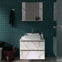 Conjunto Para Banheiro Com Cuba E Espelho Marmore Branco - 1