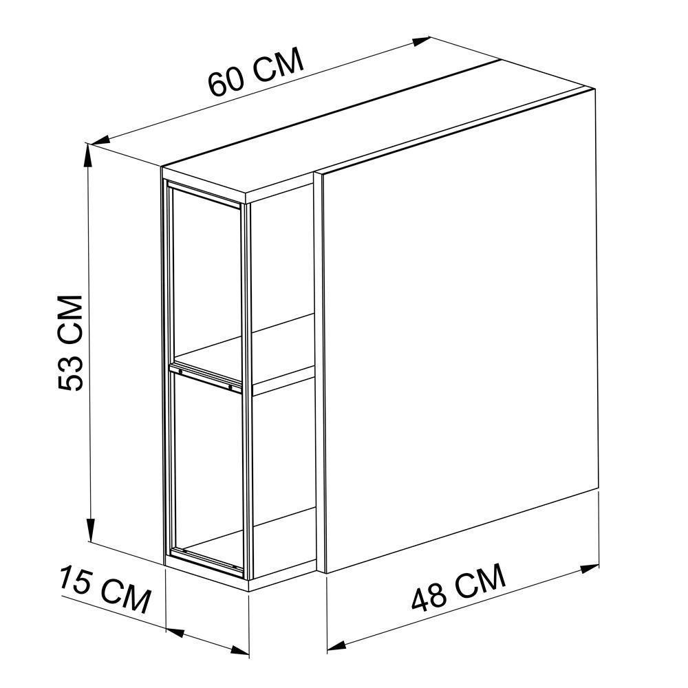 Gabinete Suspenso Banheiro Com Cuba E Espelheira Preto Mell P1013 Pp Preto Mell - 5
