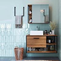 Gabinete Suspenso Banheiro Com Cuba E Espelheira Preto Mell P1013 Pp Preto Mell - 5