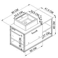 Gabinete Suspenso Banheiro Com Cuba E Espelheira Preto Mell P1013 Pp Preto Mell - 11