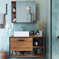 Gabinete Suspenso Banheiro Com Cuba E Espelheira Preto Mell P1013 Pp Preto Mell - 15