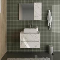 Conjunto Para Banheiro Com Cuba E Espelho Marmore Branco - 18