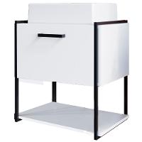 Gabinete Suspenso Banheiro 50 Cm Com Cuba Preto Grafite P1009 Pp Preto Grafite - 1