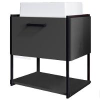 Gabinete Suspenso Banheiro 50 Cm Com Cuba Preto Grafite P1009 Pp Preto Grafite - 10
