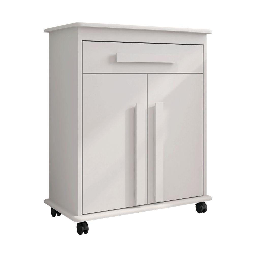 Armário Balcão Multiuso 2 Portas 1 Gaveta Com Rodízios Chile Branco Rv Móveis Branco - 1