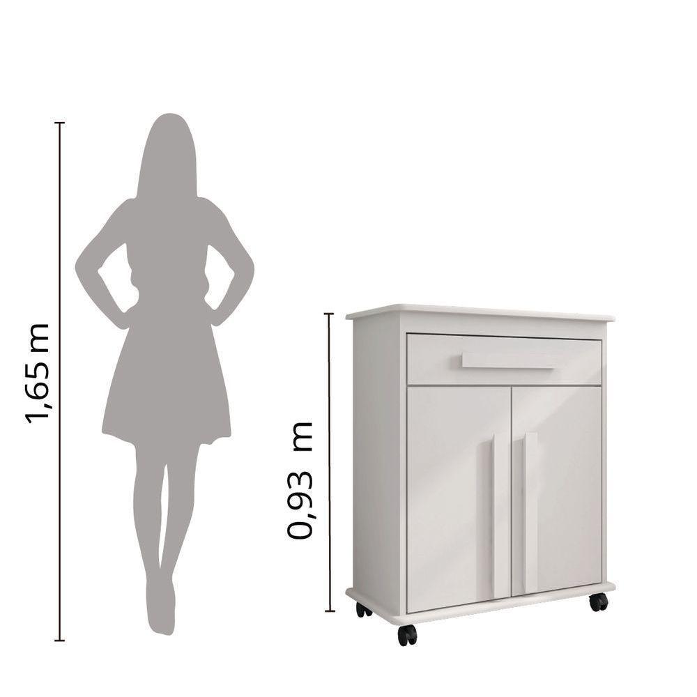 Armário Balcão Multiuso 2 Portas 1 Gaveta Com Rodízios Chile Branco Rv Móveis Branco - 5