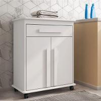 Armário Balcão Multiuso 2 Portas 1 Gaveta Com Rodízios Chile Branco Rv Móveis Branco - 2