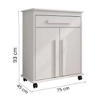 Armário Balcão Multiuso 2 Portas 1 Gaveta Com Rodízios Chile Branco Rv Móveis Branco