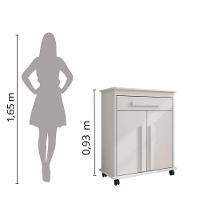 Armário Balcão Multiuso 2 Portas 1 Gaveta Com Rodízios Chile Branco Rv Móveis Branco - 5