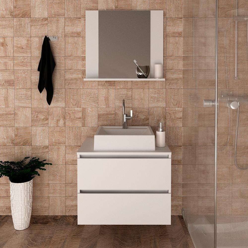 Conjunto Para Banheiro Com Cuba E Espelho Bn9 Branco - 8