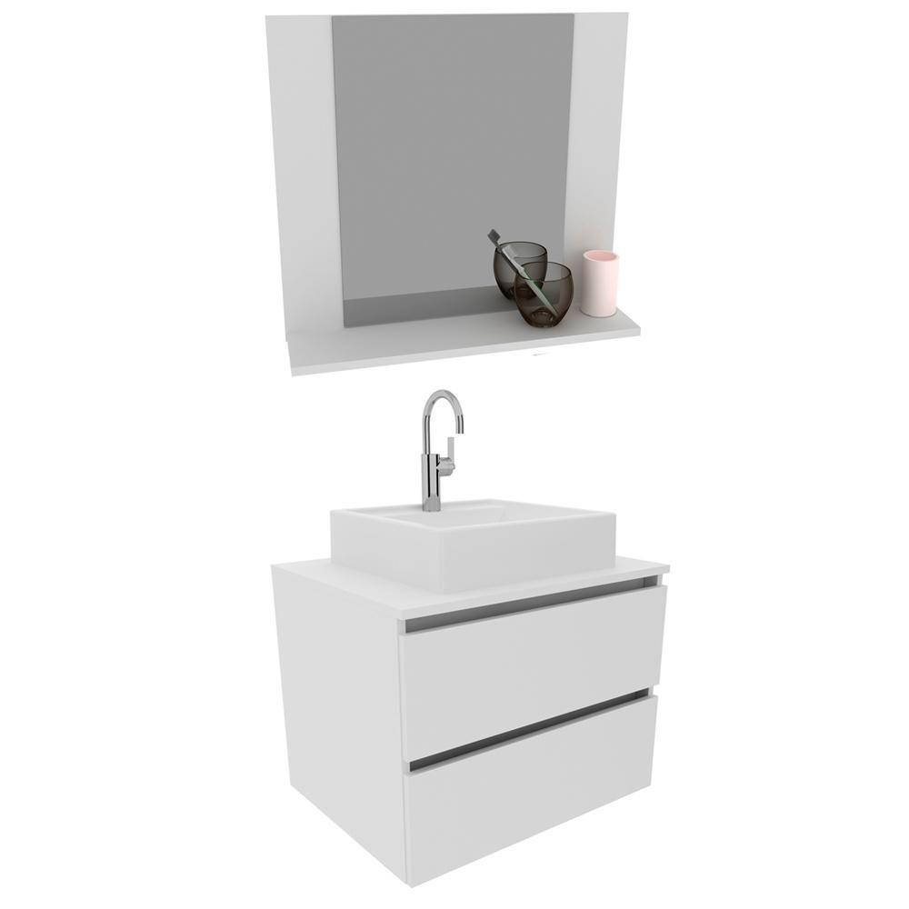 Conjunto Para Banheiro Com Cuba E Espelho Bn9 Branco - 10