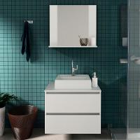 Conjunto Para Banheiro Com Cuba E Espelho Bn9 Branco - 1