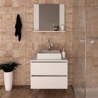 Conjunto Para Banheiro Com Cuba E Espelho Bn9 Branco - 8