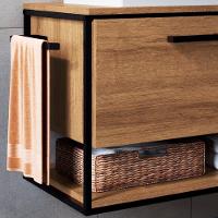 Gabinete Suspenso Banheiro 80 Cm Com Cuba Preto Mell P1007 Pp Preto Mell