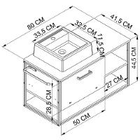 Gabinete Suspenso Banheiro 80 Cm Com Cuba Preto Mell P1007 Pp Preto Mell - 7