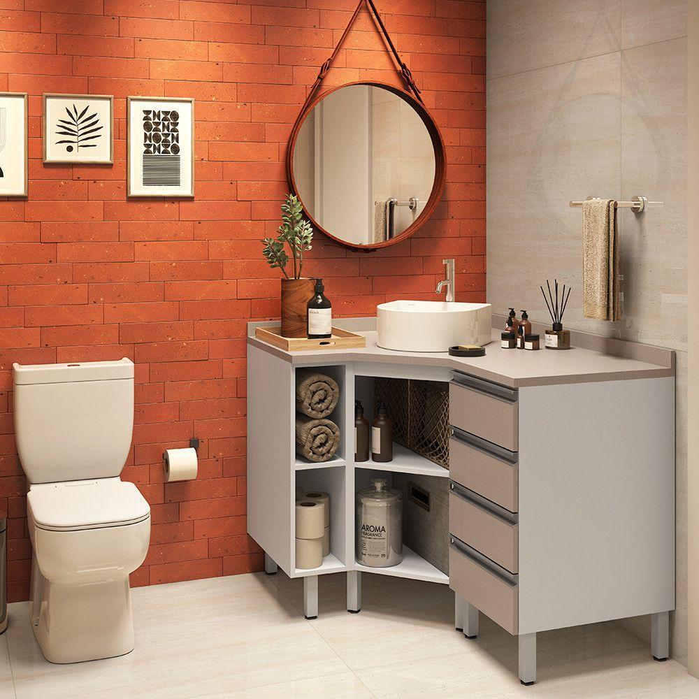 Gabinete Para Banheiro Com Gaveteiro Suprema Branco - 7