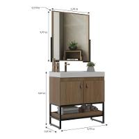 Gabinete Banheiro 70cm Com Cuba E Espelheira Multimóveis Cr10108 Noce Noce - 4