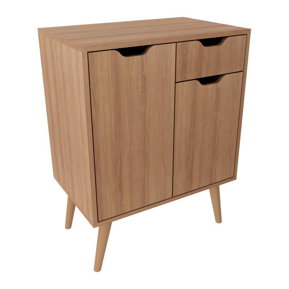 Gabinete Banheiro 60cm 2 Portas E 1 Gaveta Retrô Multimóveis Cr10118 Amêndoa Amêndoa - 2