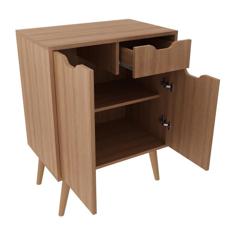 Gabinete Banheiro 60cm 2 Portas E 1 Gaveta Retrô Multimóveis Cr10118 Amêndoa Amêndoa - 3