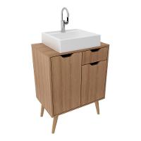 Gabinete Banheiro 60cm 2 Portas E 1 Gaveta Retrô Multimóveis Cr10118 Amêndoa Amêndoa - 1