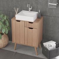 Gabinete Banheiro 60cm 2 Portas E 1 Gaveta Retrô Multimóveis Cr10118 Amêndoa Amêndoa - 5