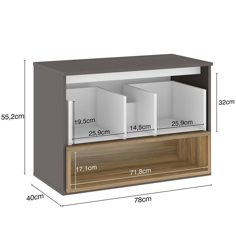 Conjunto Banheiro Gabinete Com Cuba E Espelho Preto Nogal - 7