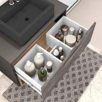 Conjunto Banheiro Gabinete Com Cuba E Espelho Preto Nogal - 3