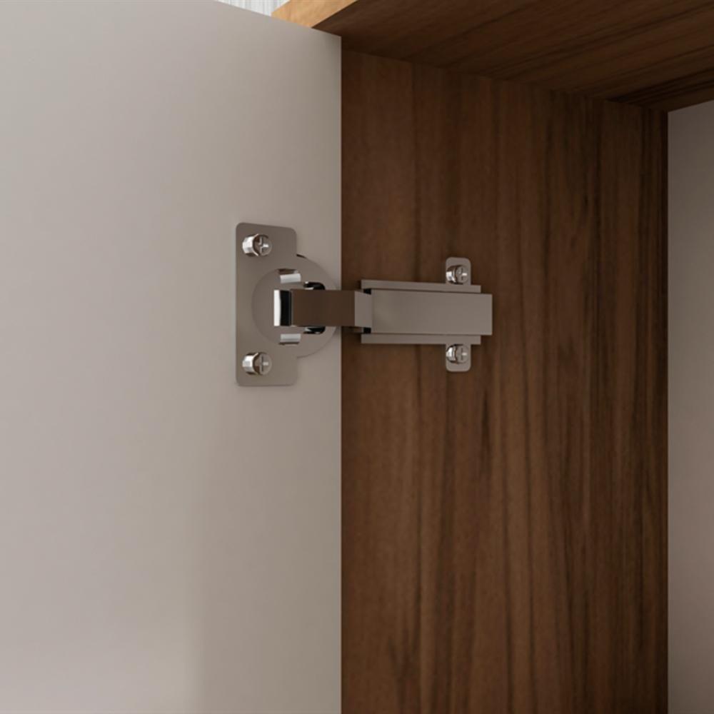 Armário Suspenso Para Banheiro 60Cm C/Espelho Branco Nogal - 2