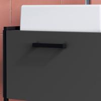 Gabinete Suspenso Banheiro 50 Cm Com Cuba Preto Branco P1009 Pp Preto Branco - 5