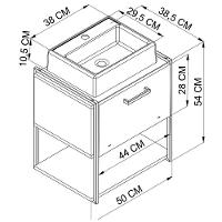 Gabinete Suspenso Banheiro 50 Cm Com Cuba Preto Branco P1009 Pp Preto Branco - 7