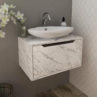 Gabinete Banheiro Suspenso 60cm Com 1 Porta Multimóveis Cr10123 Mármore Branco Mármore Branco - 5