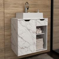 Gabinete Com Cuba Para Banheiro Bn3600x05 Marmore Branco - 6