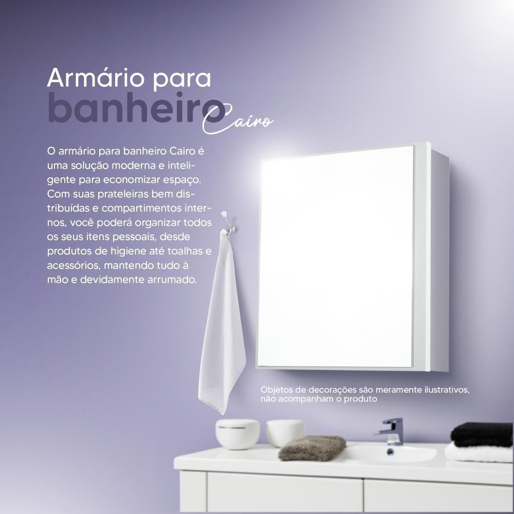 Armário Para Banheiro Com Espelho Cairo Branco 26cm - 6