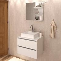 Conjunto Para Banheiro Com Cuba E Espelho Bn8 Branco - 1