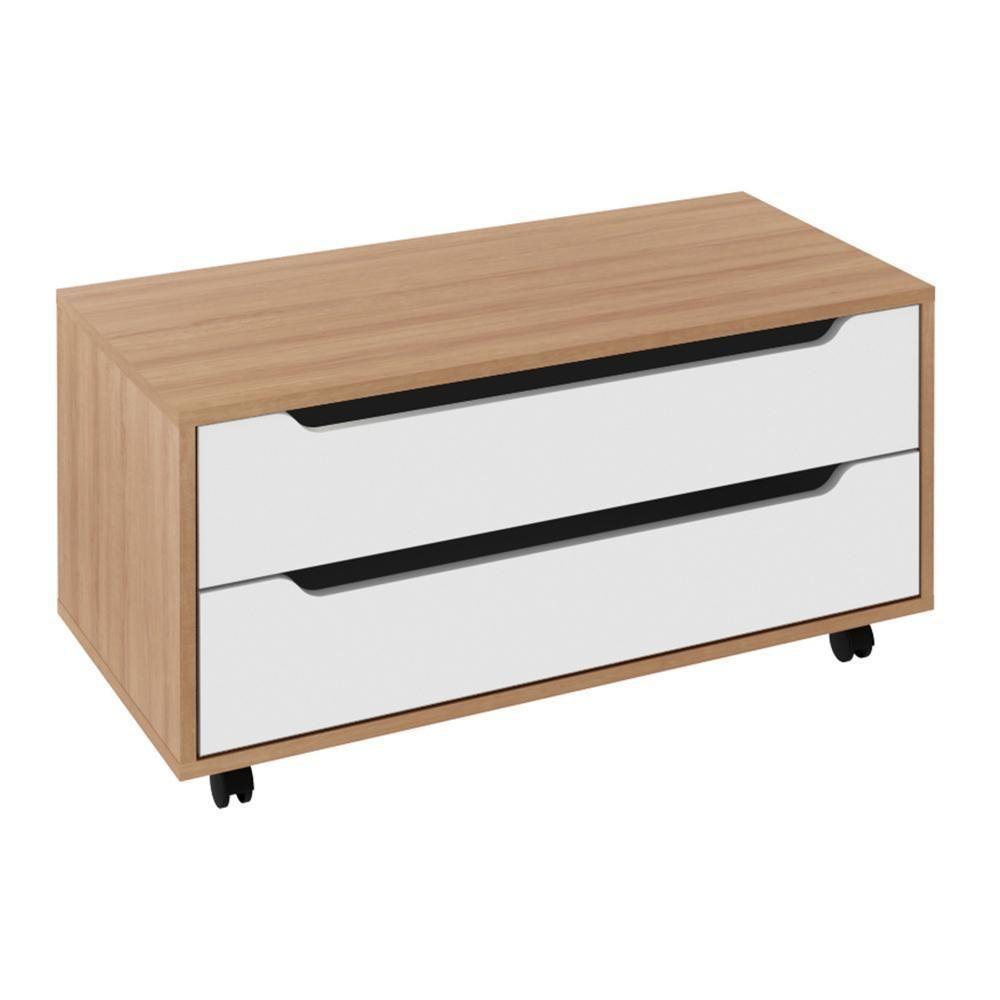 Gabinete Banheiro 80cm 2 Gavetas Retrô Com Rodízios Multimóveis Cr10121 Amêndoa-branco - 2