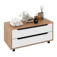 Gabinete Banheiro 80cm 2 Gavetas Retrô Com Rodízios Multimóveis Cr10121 Amêndoa-branco - 1