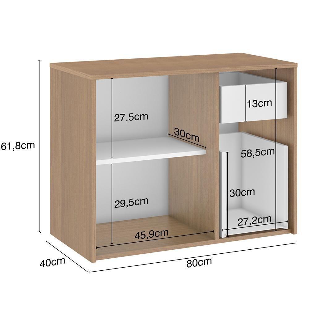 Conj Banheiro Gabinete 60cm Com Cuba E Espelho Nogal Amêndoa - 4