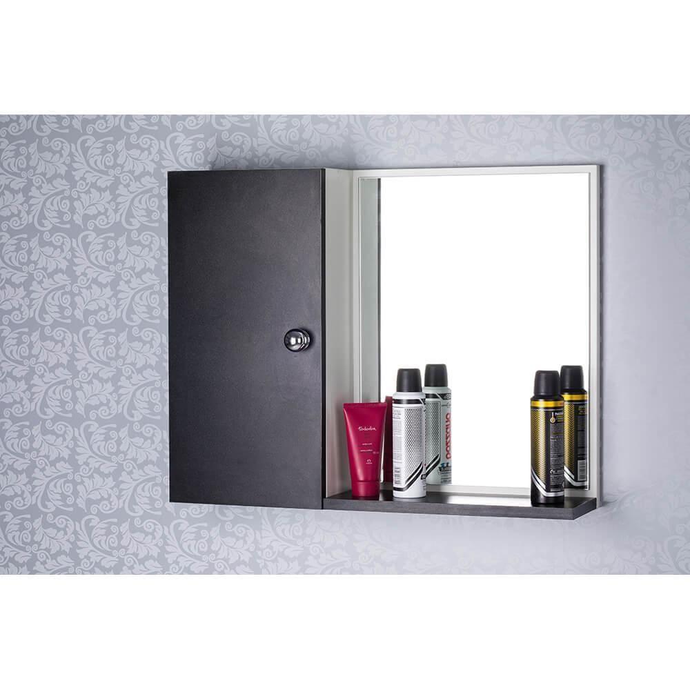 Armário Para Banheiro Com Espelho Cor Preto E Branco - 3