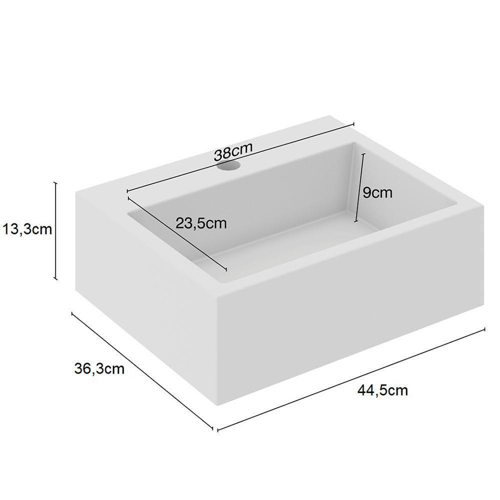 Kit Banheiro Gabinete Com Cuba E Espelho Branco Nogal - 5